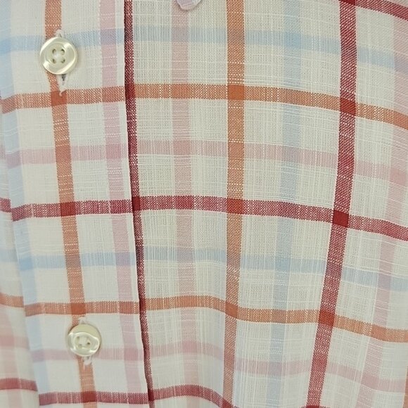 TOM JAMES EXECUTIVE COLLECTION Hand Tailored Plaid Windowpane Office Dress Shirt - Picture 4 of 10